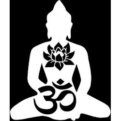Wellness-House | Zen Sticker Lotus Ohm Meditatie Wit | Autosticker | Scootersticker | Laptopsticker | Zen Decoratie | Buddha Sticker | Wandsticker | Weersbestendig | Buddha | Lotus | Ohm | Zen
